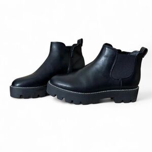 Black Leather Franco Sarto Balinbooty ankle boots